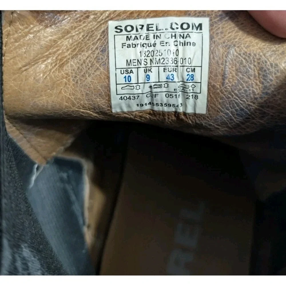 Sorel Ace Chelsea Boots Mens 10 Black Leather Waterproof Lug Sole‎ Winter